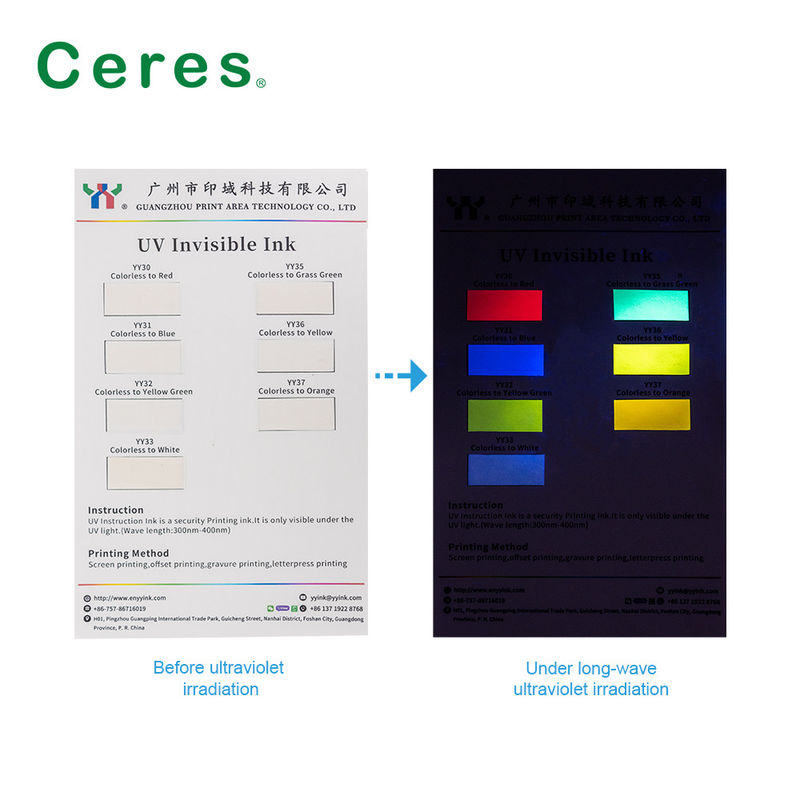 Ceres UV Invisible Ink Kleurloos tot Groen Normaal Droog