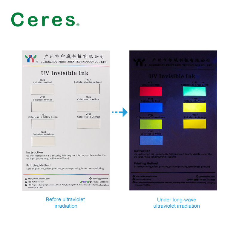 UV-ONZICHTELIJKE INKEN VAN ALLE BEVEILINGEN VAN BEVELDIGHEID KLORLOS TEN BLAU KLOR VAN OFFSET PRESS