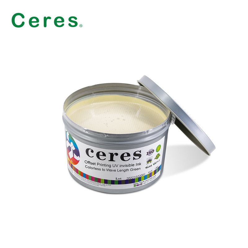 Kleurloos gras groen onzichtbaar UV Offset Ink Printing Normal Dry Solvent Based Ink