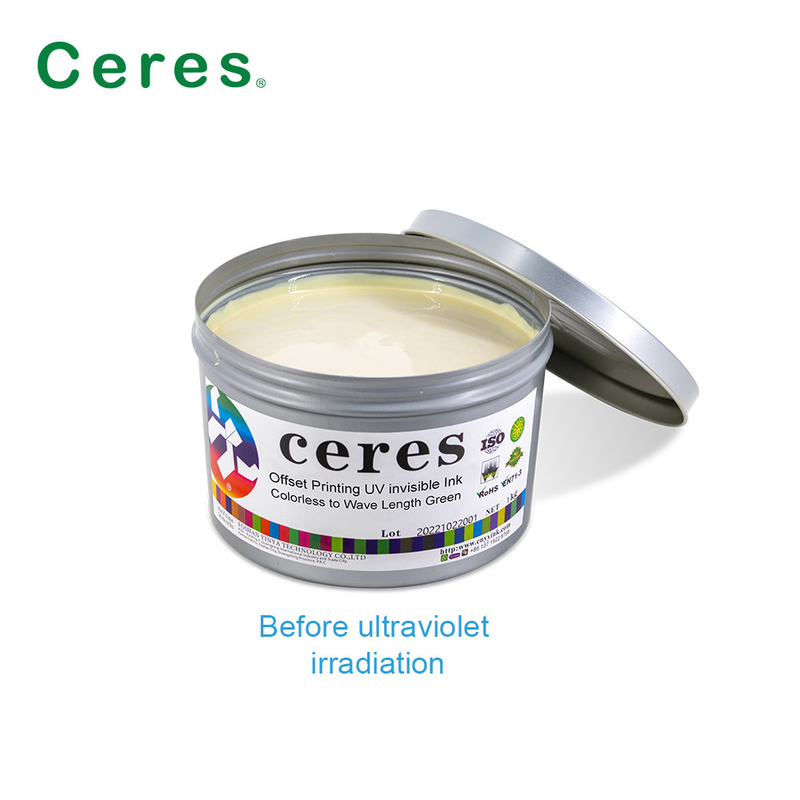 Kleurloos gras groen onzichtbaar UV Offset Ink Printing Normal Dry Solvent Based Ink