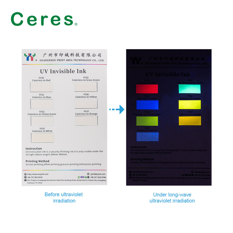 Kleurloos gras groen onzichtbaar UV Offset Ink Printing Normal Dry Solvent Based Ink
