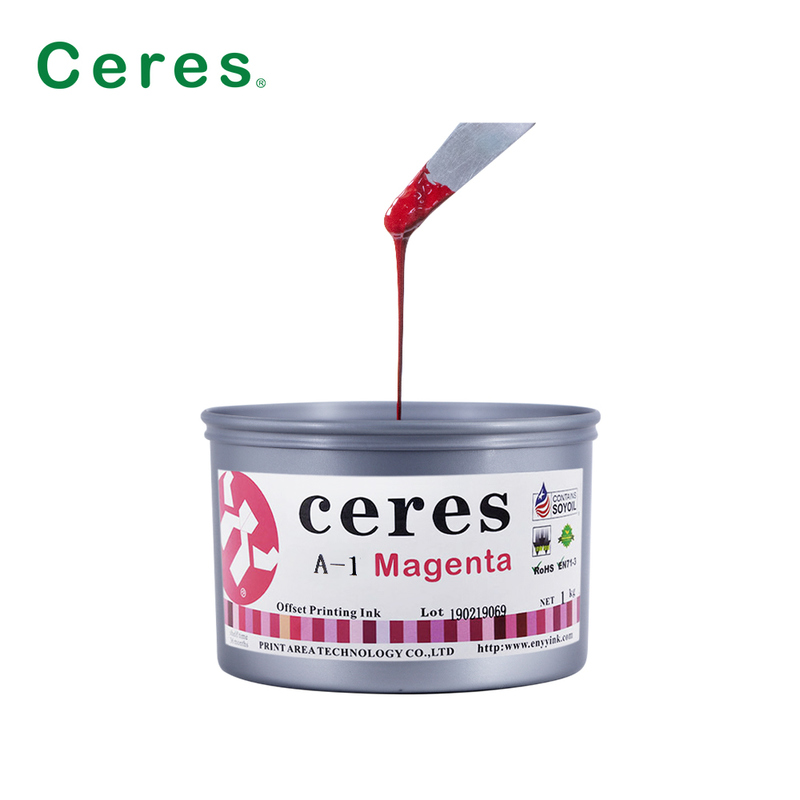 Ceres A-1 Niet-toxisch Hoogglans 2 jaar houdbaarheid Sojabonen Offset Print Ink voor CMYK kleur