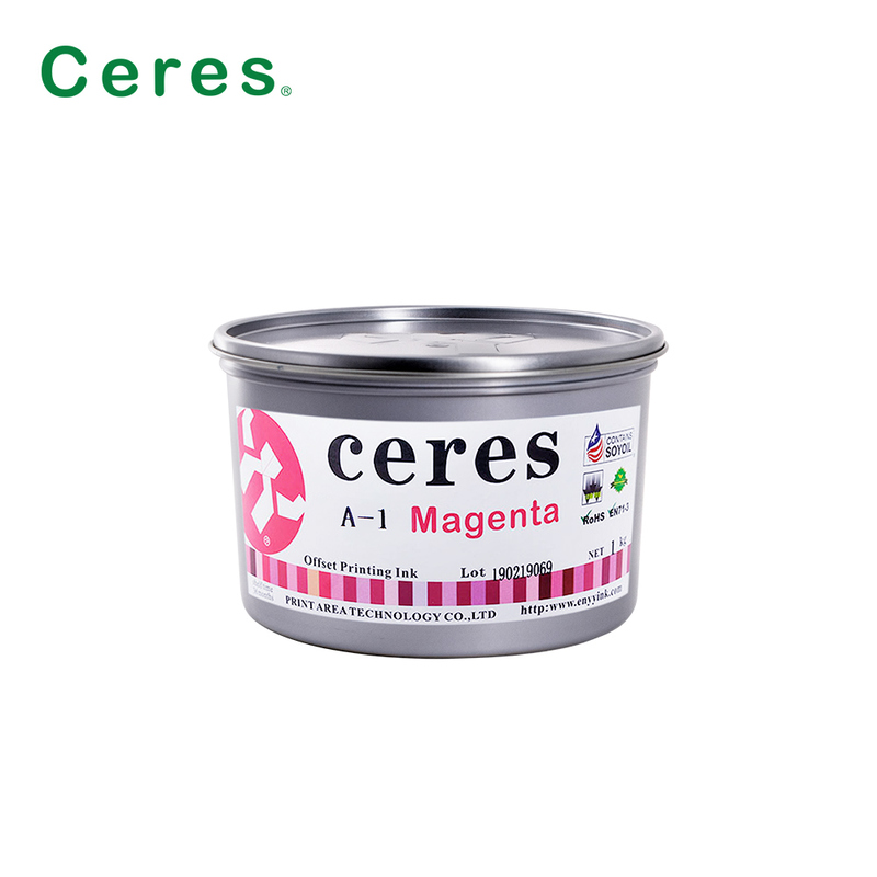 Ceres A-1 Niet-toxisch Hoogglans 2 jaar houdbaarheid Sojabonen Offset Print Ink voor CMYK kleur