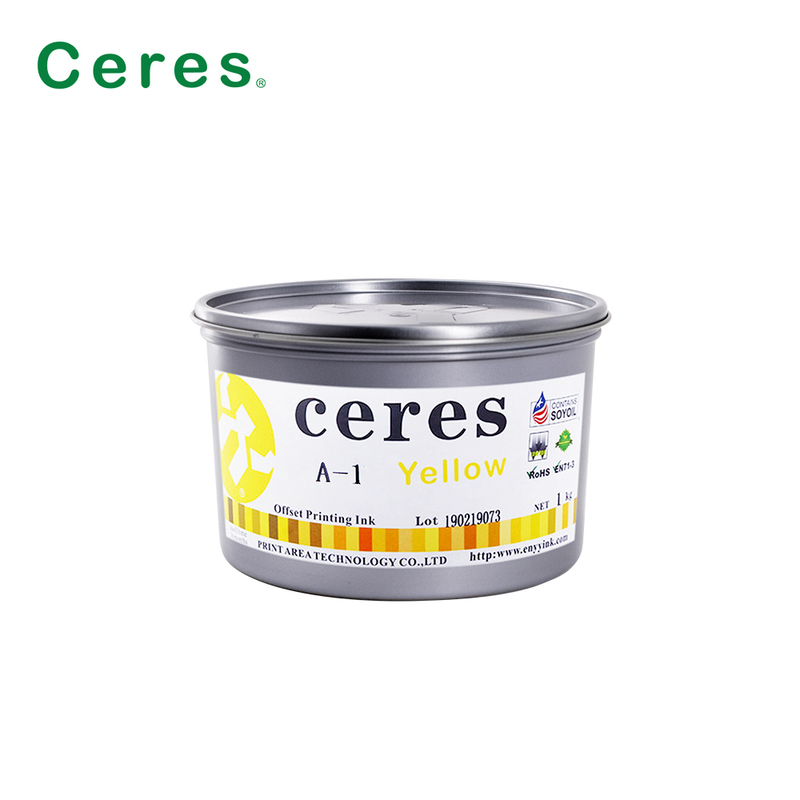 Ceres A-1 Niet-toxisch Hoogglans 2 jaar houdbaarheid Sojabonen Offset Print Ink voor CMYK kleur