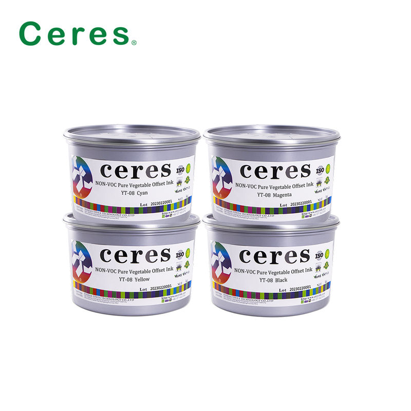 Ceres YT-08 Pure plant-based CMYK Offset Printing Ink - milieuvriendelijke hoogglansende inkt voor papier en koolstofverpakkingen